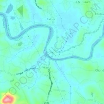 Pulamanthole topographic map, elevation, terrain