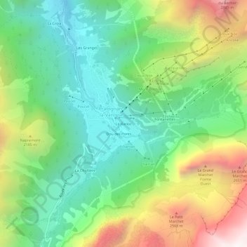 Le Barioz topographic map, elevation, terrain