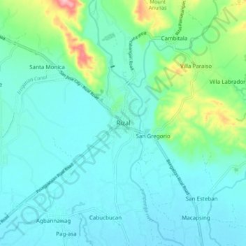 Rizal topographic map, elevation, terrain