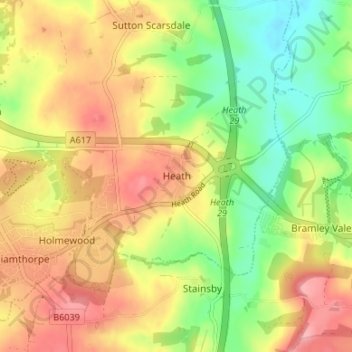 Heath topographic map, elevation, terrain