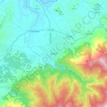 Lousã topographic map, elevation, terrain