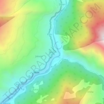 Malla topographic map, elevation, terrain