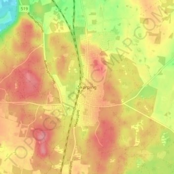 Skørping topographic map, elevation, terrain