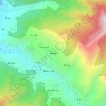 Gwana topographic map, elevation, terrain