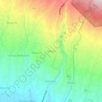 Maua topographic map, elevation, terrain