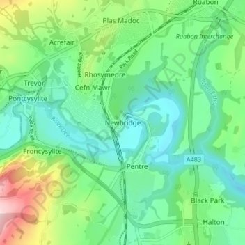Newbridge topographic map, elevation, terrain
