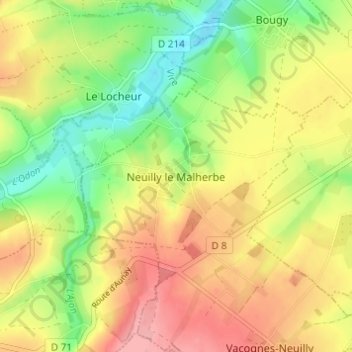 Neuilly le Malherbe topographic map, elevation, terrain