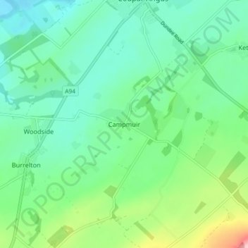 Campmuir topographic map, elevation, terrain