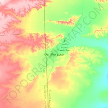 Qardho topographic map, elevation, terrain
