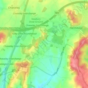 Curridge topographic map, elevation, terrain