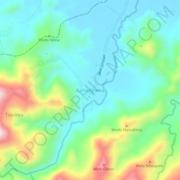 Kamubheka topographic map, elevation, terrain