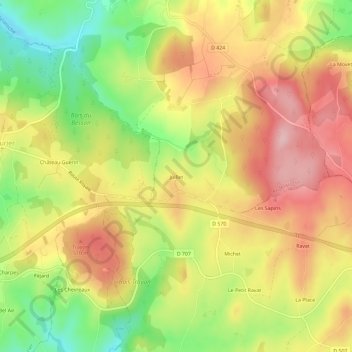 Juillet topographic map, elevation, terrain