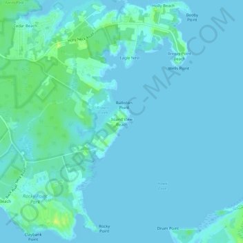 Island View Beach topographic map, elevation, terrain