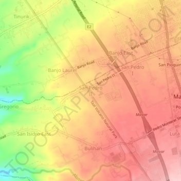 San Pedro II topographic map, elevation, terrain