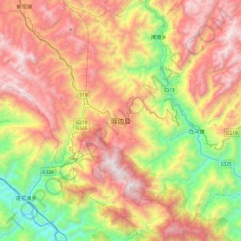Pingbian topographic map, elevation, terrain
