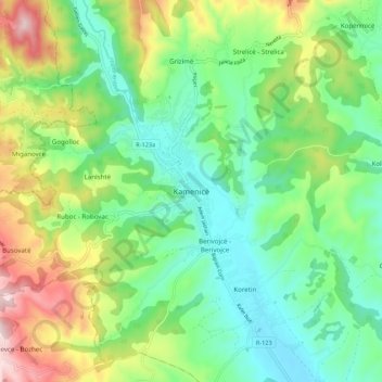 Kamenicë topographic map, elevation, terrain