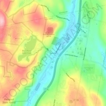 Burrville topographic map, elevation, terrain