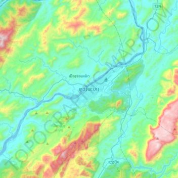 Luang Prabang topographic map, elevation, terrain