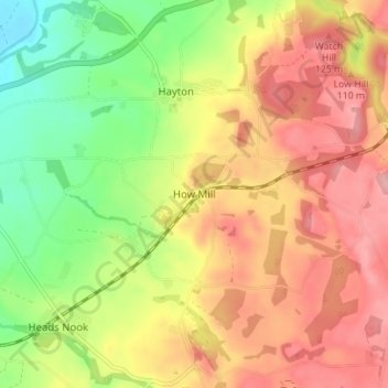 How Mill topographic map, elevation, terrain