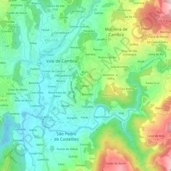 Búzio topographic map, elevation, terrain