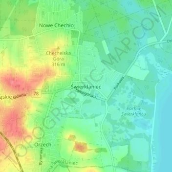 Świerklaniec topographic map, elevation, terrain