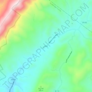 Zack topographic map, elevation, terrain