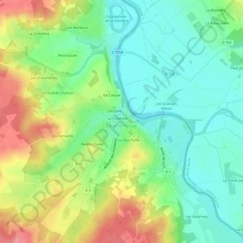 Les Ecoles topographic map, elevation, terrain