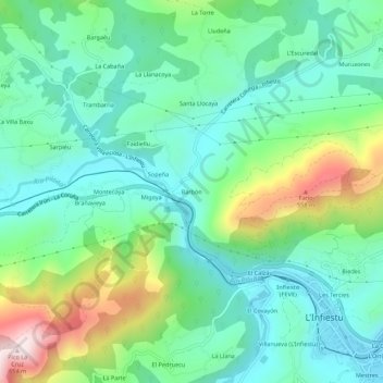 Barbón topographic map, elevation, terrain