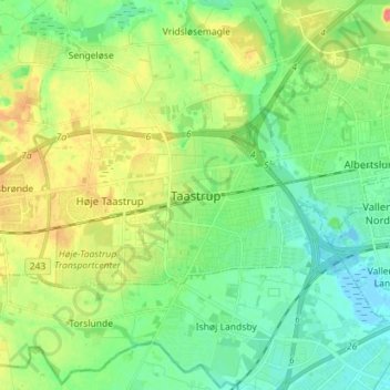 Taastrup topographic map, elevation, terrain