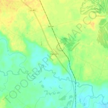 Harnett topographic map, elevation, terrain