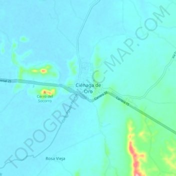 Ciénaga de Oro topographic map, elevation, terrain