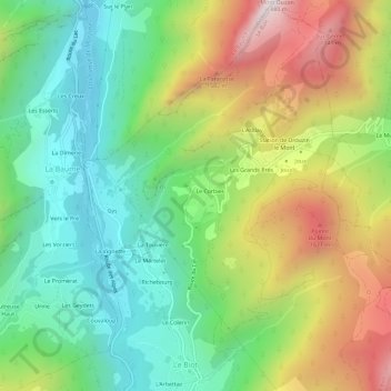 Les Rosets topographic map, elevation, terrain