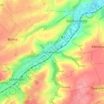 Zschernitzsch topographic map, elevation, terrain