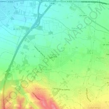 Belicena topographic map, elevation, terrain