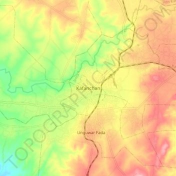 Kafanchan topographic map, elevation, terrain