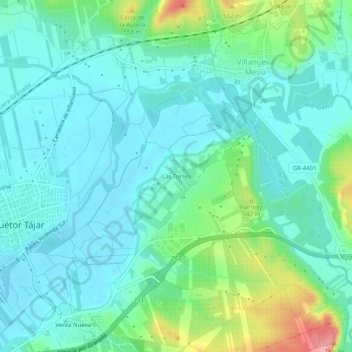 Las Torres topographic map, elevation, terrain