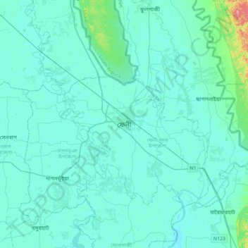 Feni topographic map, elevation, terrain