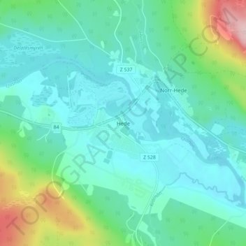 Hede topographic map, elevation, terrain