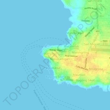 Maligaya topographic map, elevation, terrain
