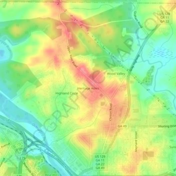 Heritage Acres topographic map, elevation, terrain