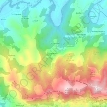 Ladines topographic map, elevation, terrain