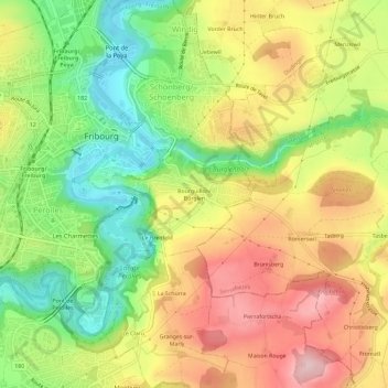 Bourguillon topographic map, elevation, terrain