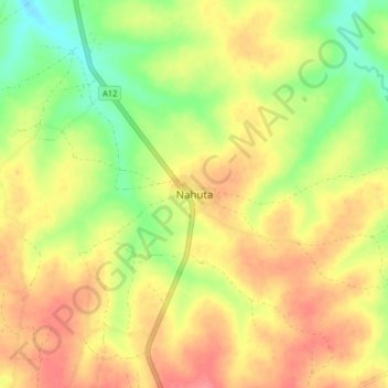 Nahuta topographic map, elevation, terrain