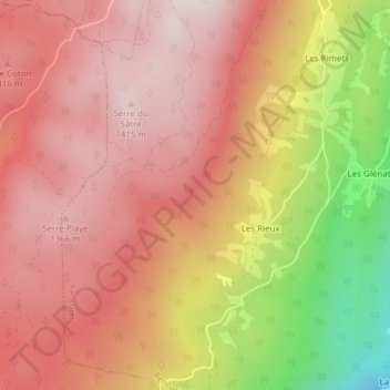 Coulmes sur Rieux topographic map, elevation, terrain