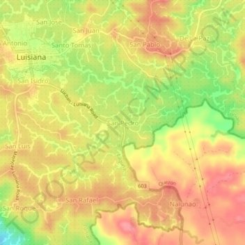 San Pedro topographic map, elevation, terrain
