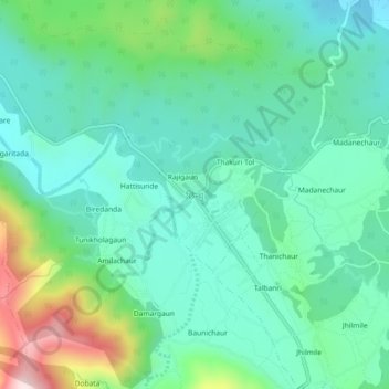 Chhinchu topographic map, elevation, terrain