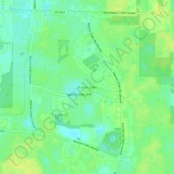 Marion Oaks topographic map, elevation, terrain