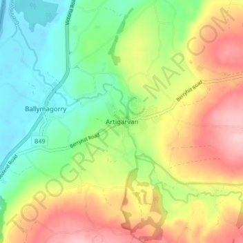Artigarvan topographic map, elevation, terrain