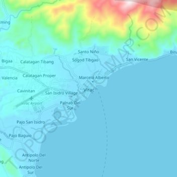 Virac topographic map, elevation, terrain