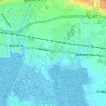 Prinsted topographic map, elevation, terrain